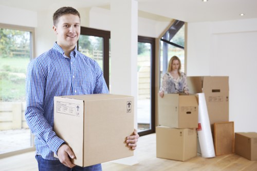 Van loading boxes and household items for a Brixton move