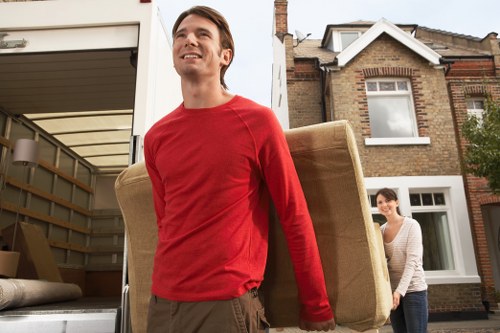 Packing boxes and household items prepared for a Brixton home removal