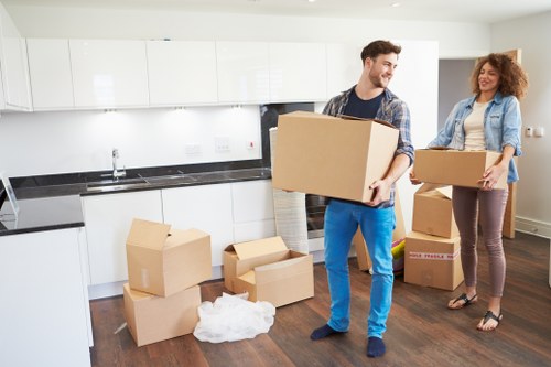 Business relocation with office items being loaded in Brixton