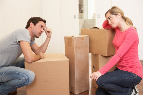 Prepared boxes and furniture ready for a local move in Brixton