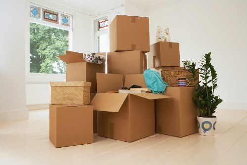 Commercial office removals setup with desks and equipment in Brixton