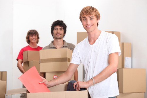 Professional movers organising household items in Brixton